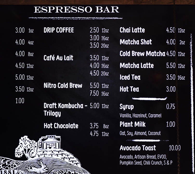 Oakville Grocery Espresso and Coffee Store Menu